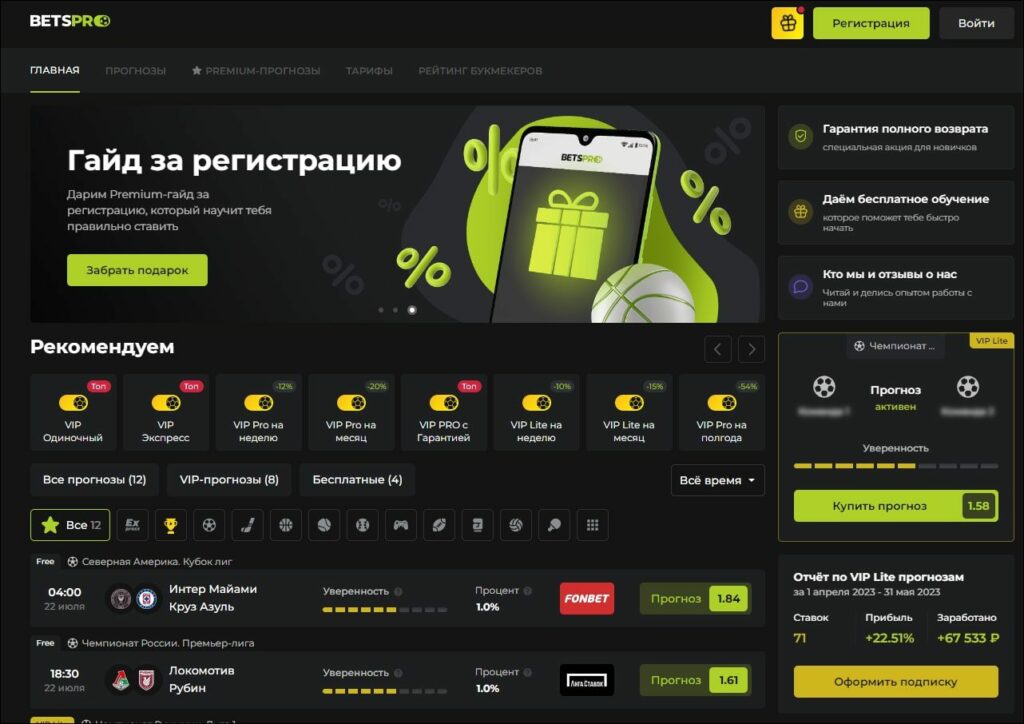 Сайт Bets-Pro